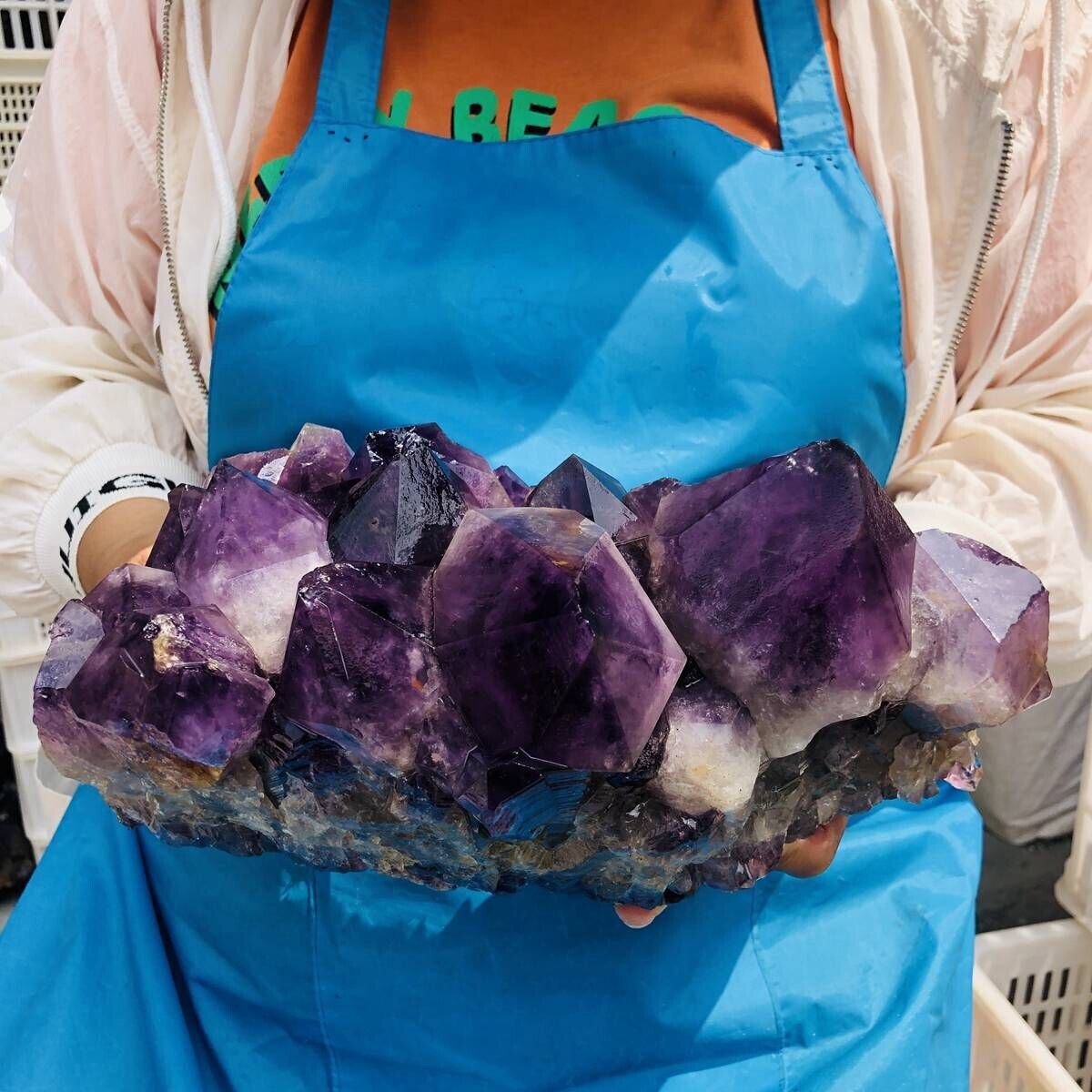 10.29LB Natural Amethyst Cluster Quartz Crystal Rare Mineral Specimen Heals 664