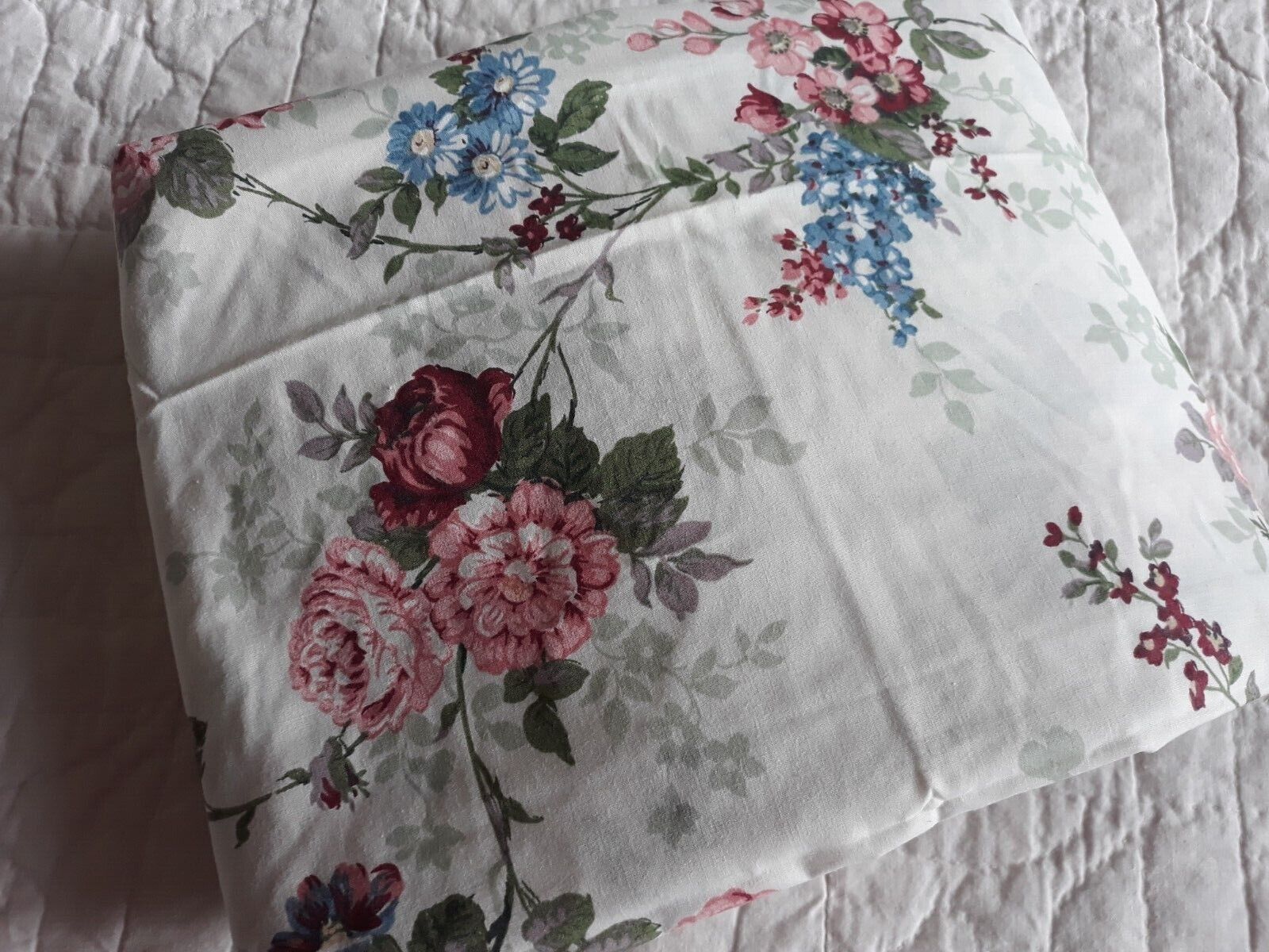 Royale Ivory Deep Pink Roses TWIN Fitted Sheet Poly Cotton 8