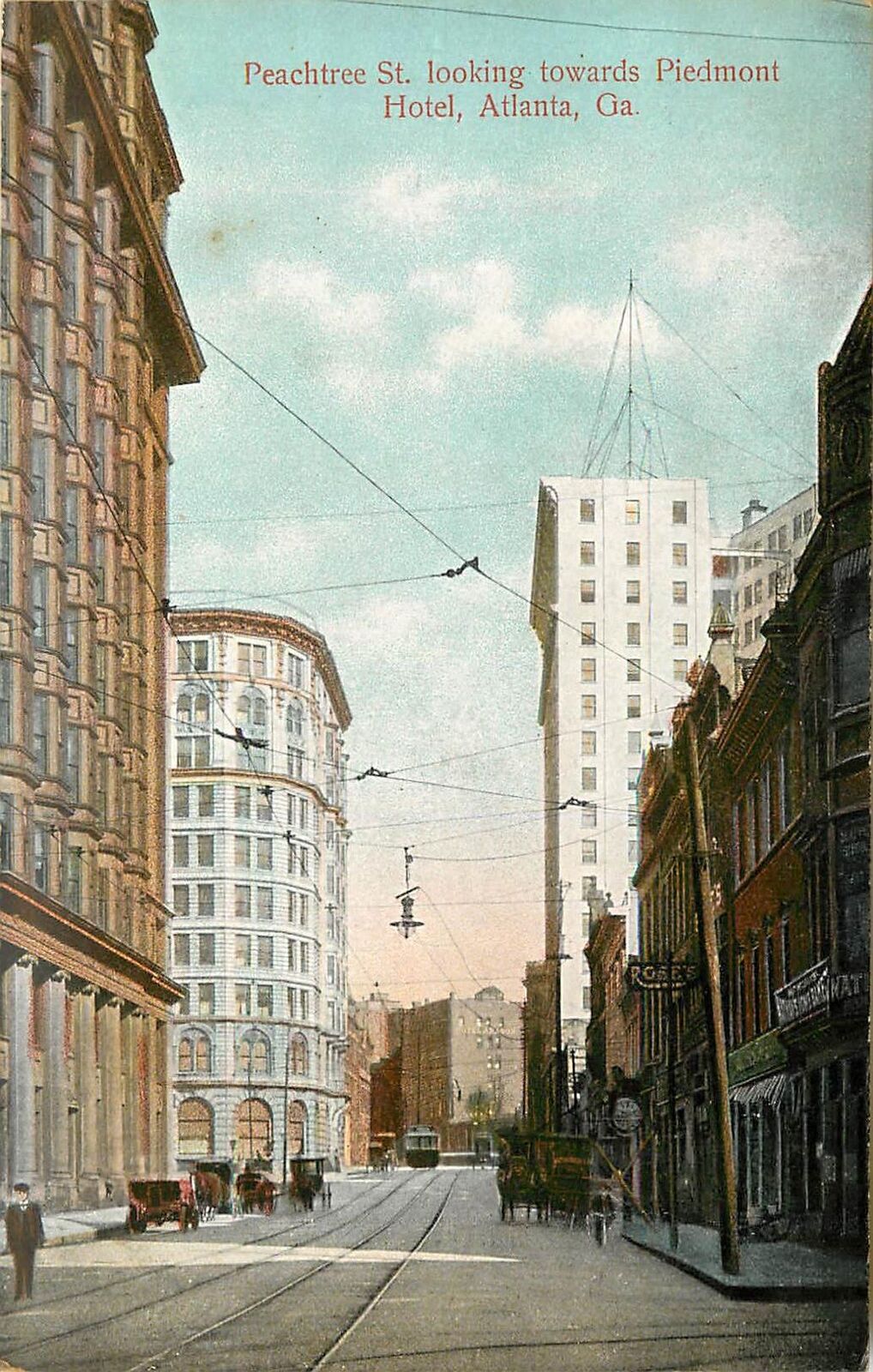 Georgia, GA, Atlanta, Peachtree ST , Piedmont Hotel 1910\'s Postcard