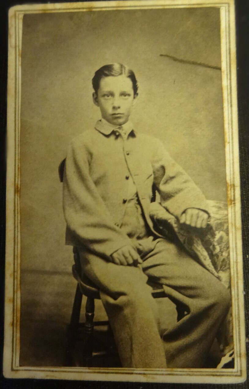  Civil War, young man in grey suit ,tax stamp pen cancel (R6) CDV   1865-66 ,$20