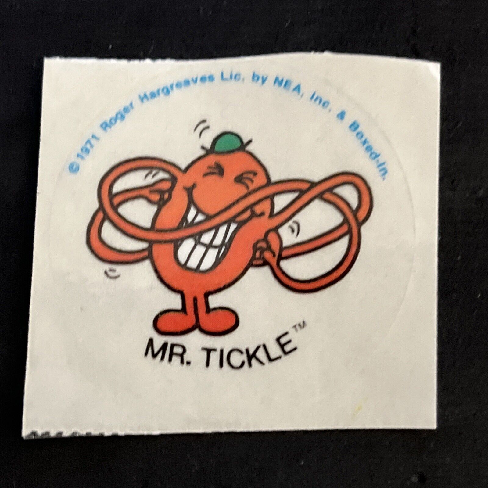 Vintage 1971 Roger Hargreaves Boxed-In Sticker - “MR. TICKLE” - Super Rare & HTF