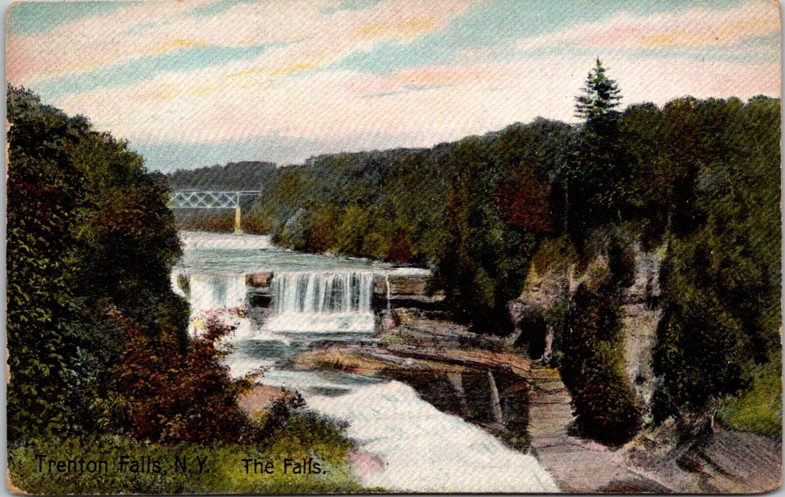 Trenton Falls New York NY The Falls Waterfalls West Canada Creek Utica Postcard