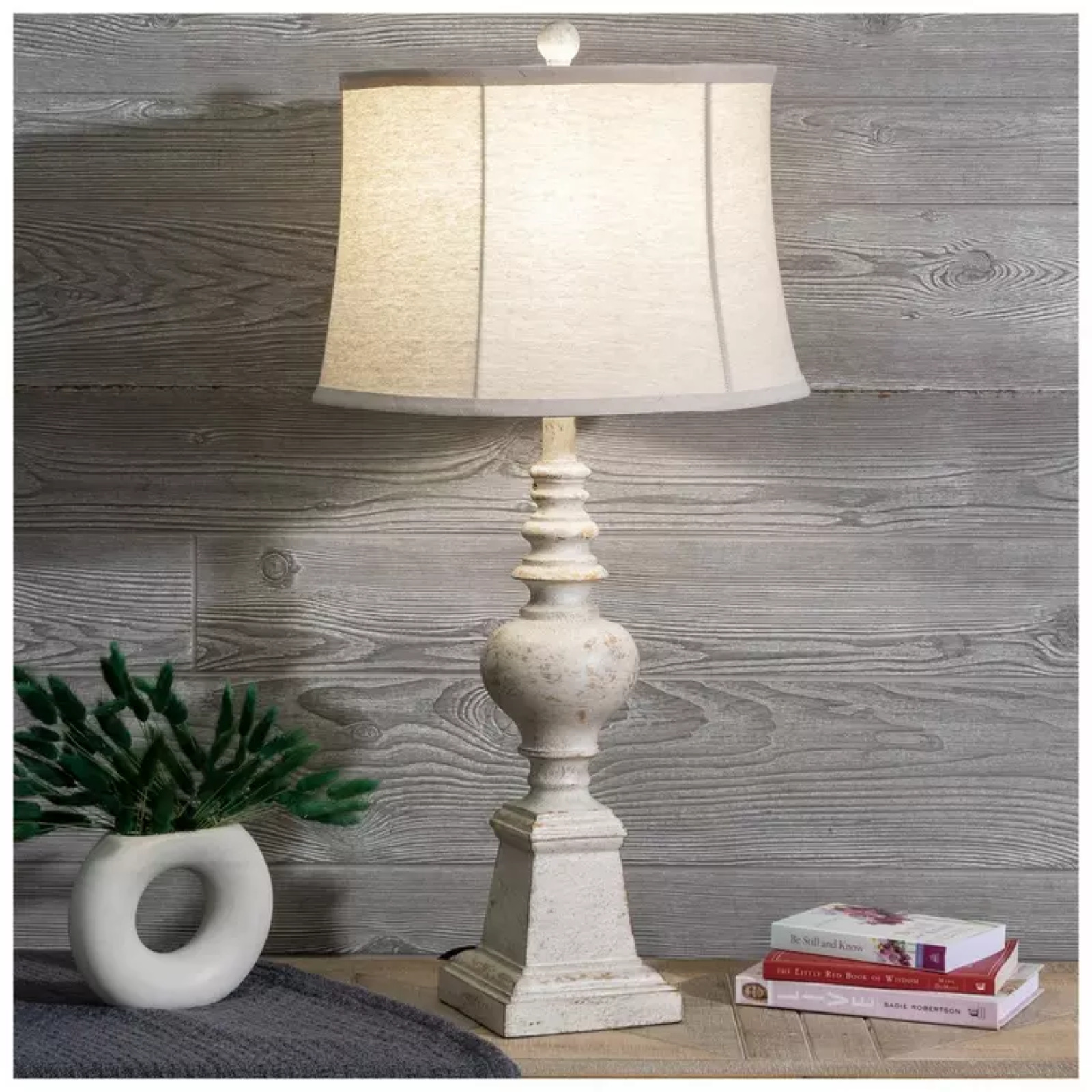 White Vintage Farmhouse Finial Table Lamp, Sale