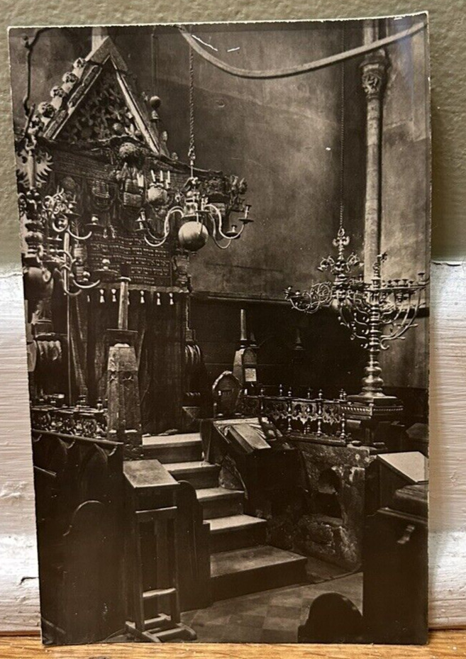 Antique Postcard Rare Jewish Prague Ghetto Synagogue Interior Judaica Beautiful
