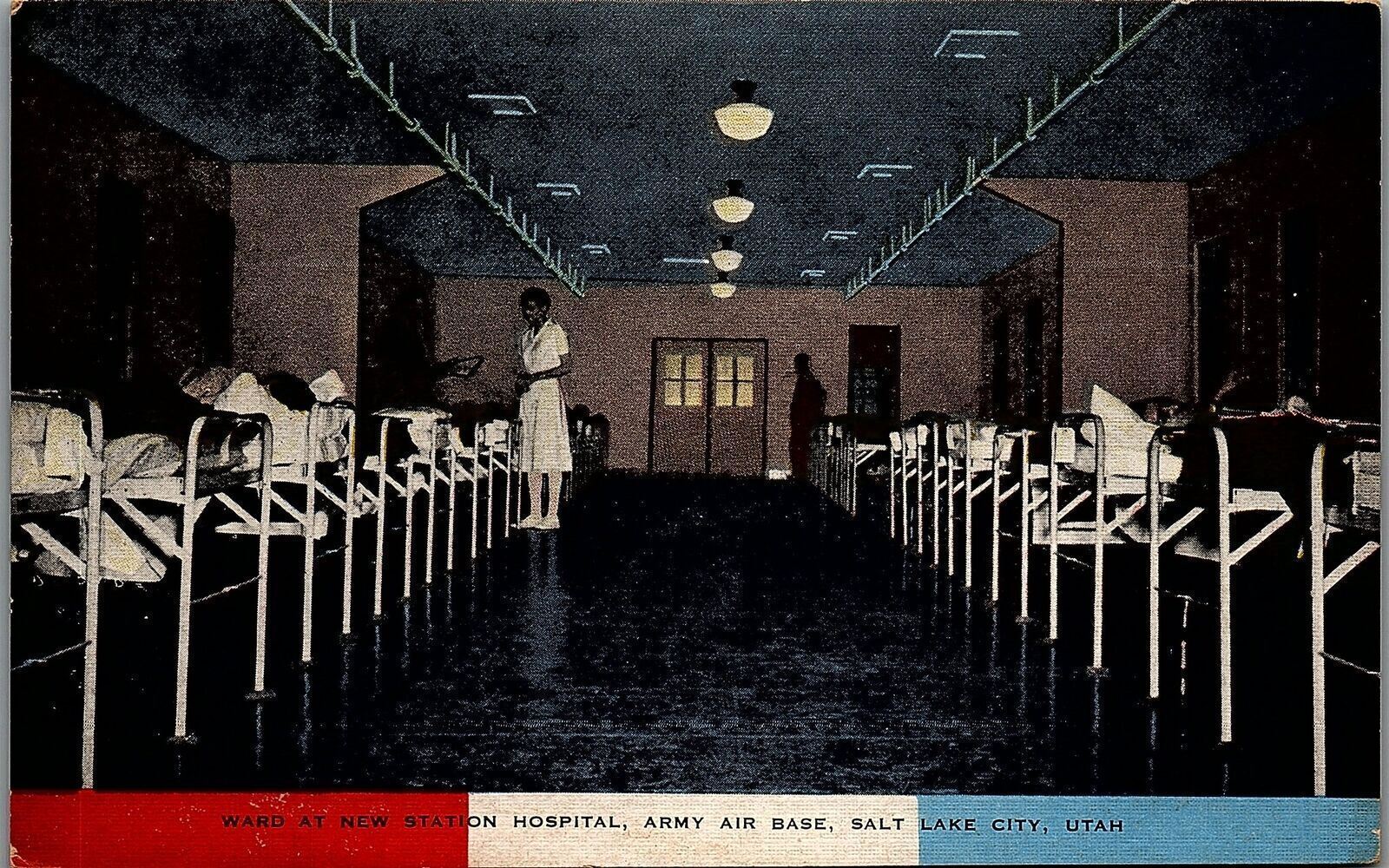 1940s WWII SALT LAKE CITY UT ARMY AIR BASE HOSPITAL WARD LINEN POSTCARD 36-57