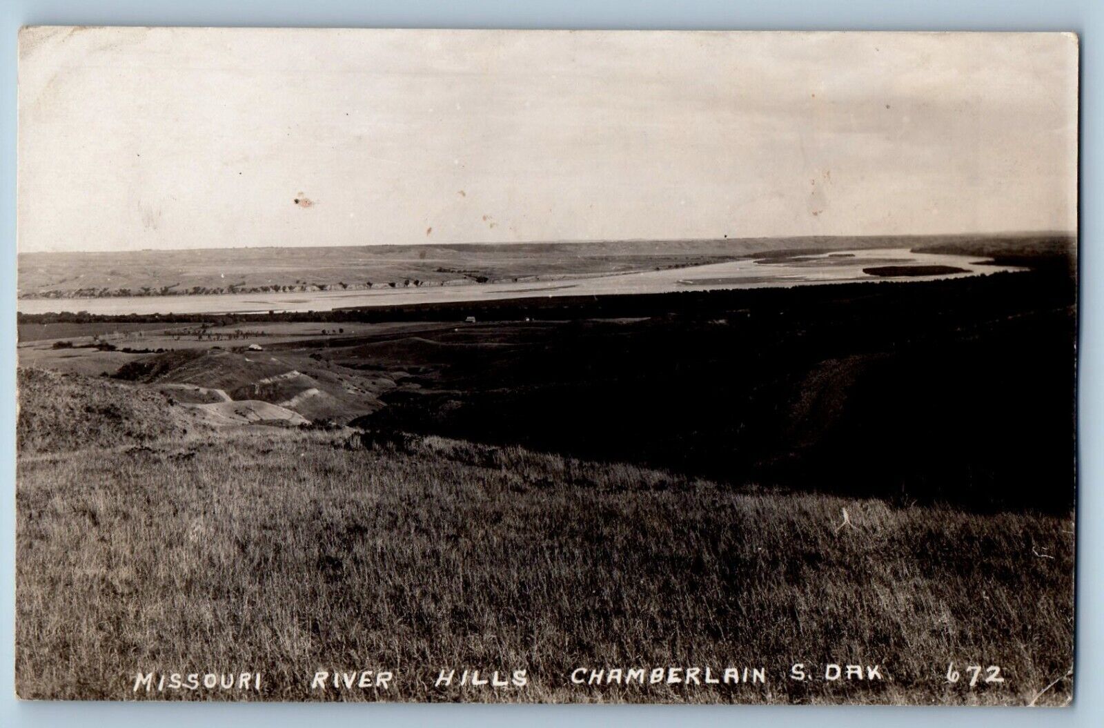 Chamberlain South Dakota SD Postcard RPPC Photo Missouri River Hills c1920's