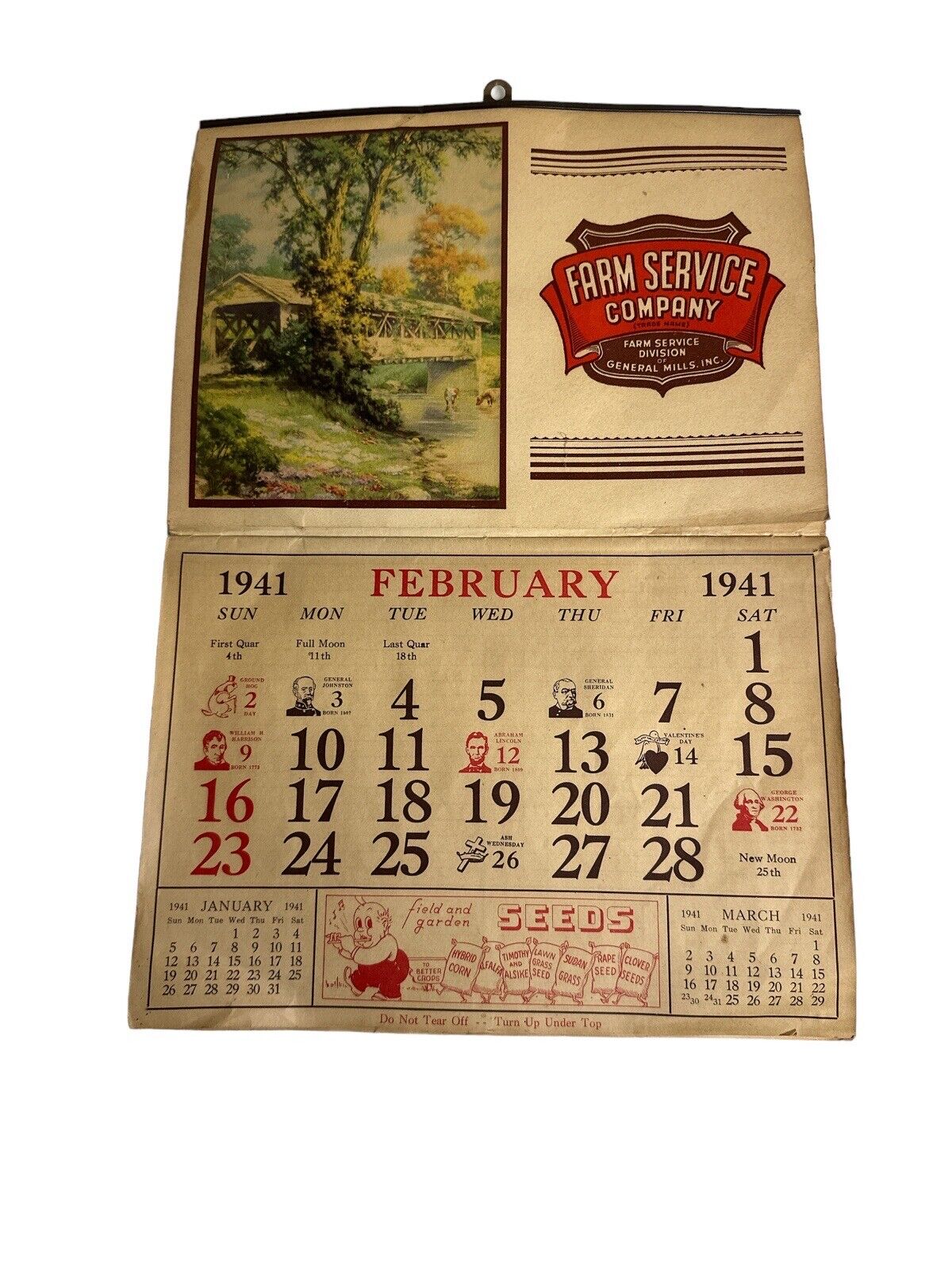 Vintage 1941 Farm Service Company Calendar Division of General Mills Inc MN