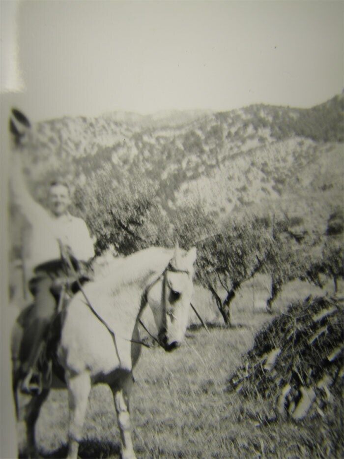Vintage B&W Photo Man Rides Horse, Hi-Ho Silver Away
