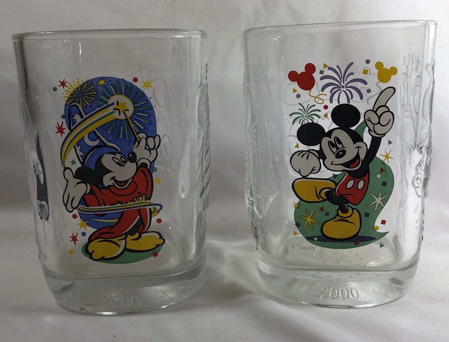 Mickey Mouse Walt Disney World Celebration 2000 McDonald\'s Glasses Set of 2