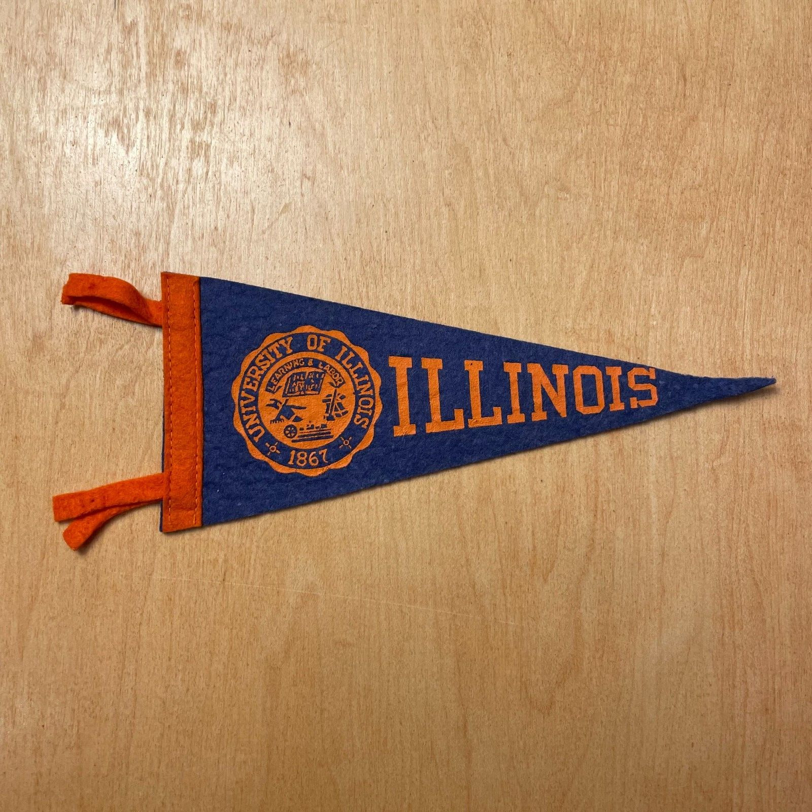 Vintage 1950s University of Illinois 4x9 Felt Pennant Flag