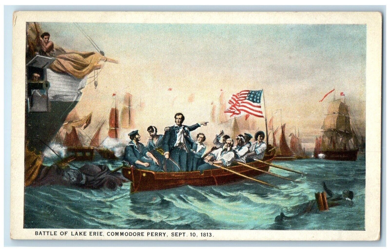 c1930\'s Battle Of Lake Erie Commodore Perry Sept 10 1813 Vintage Postcard