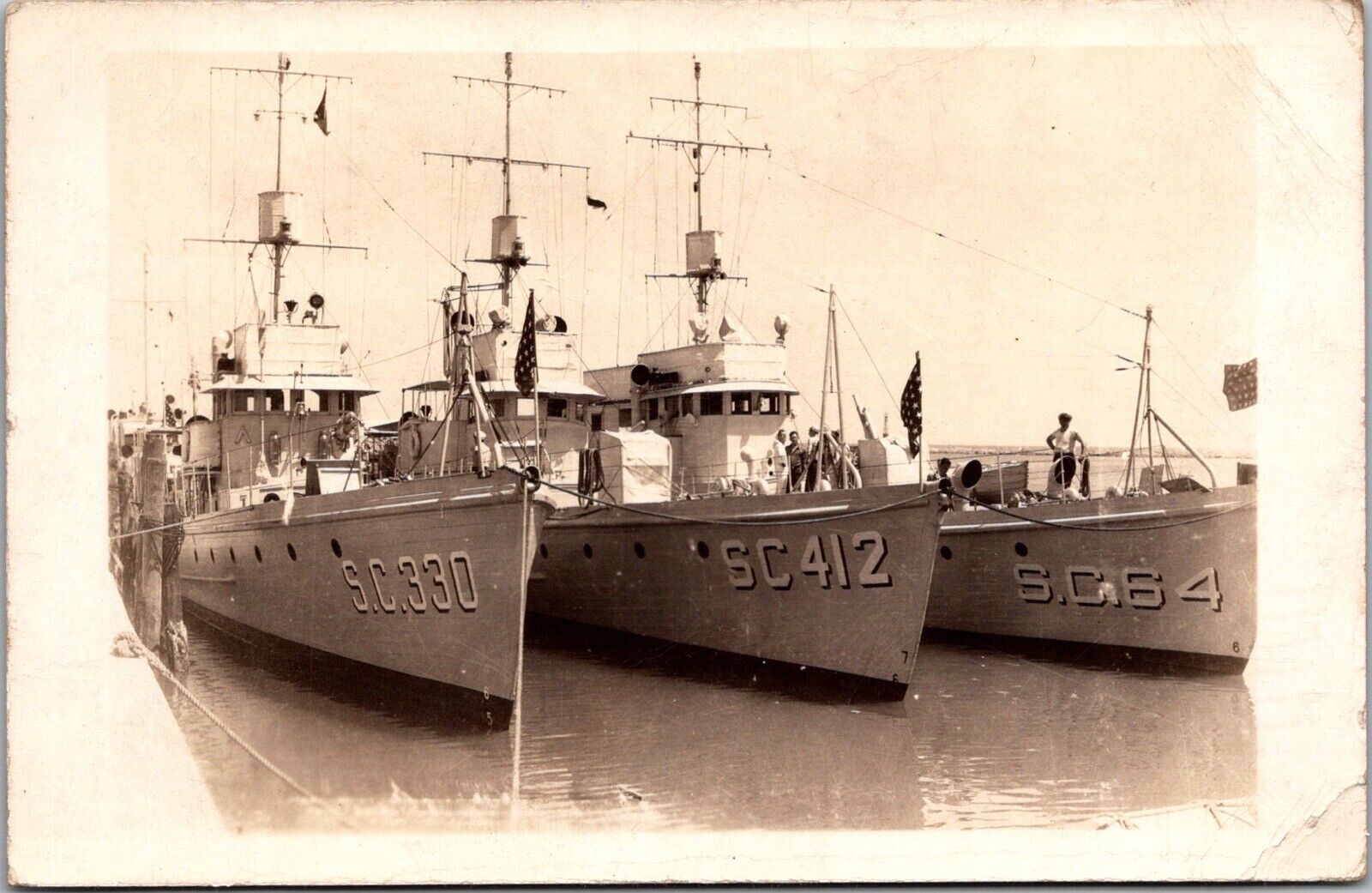 GREAT LAKES Illinois RPPC Postcard USNTS Navy Training School 1942 Ships WW2JB21