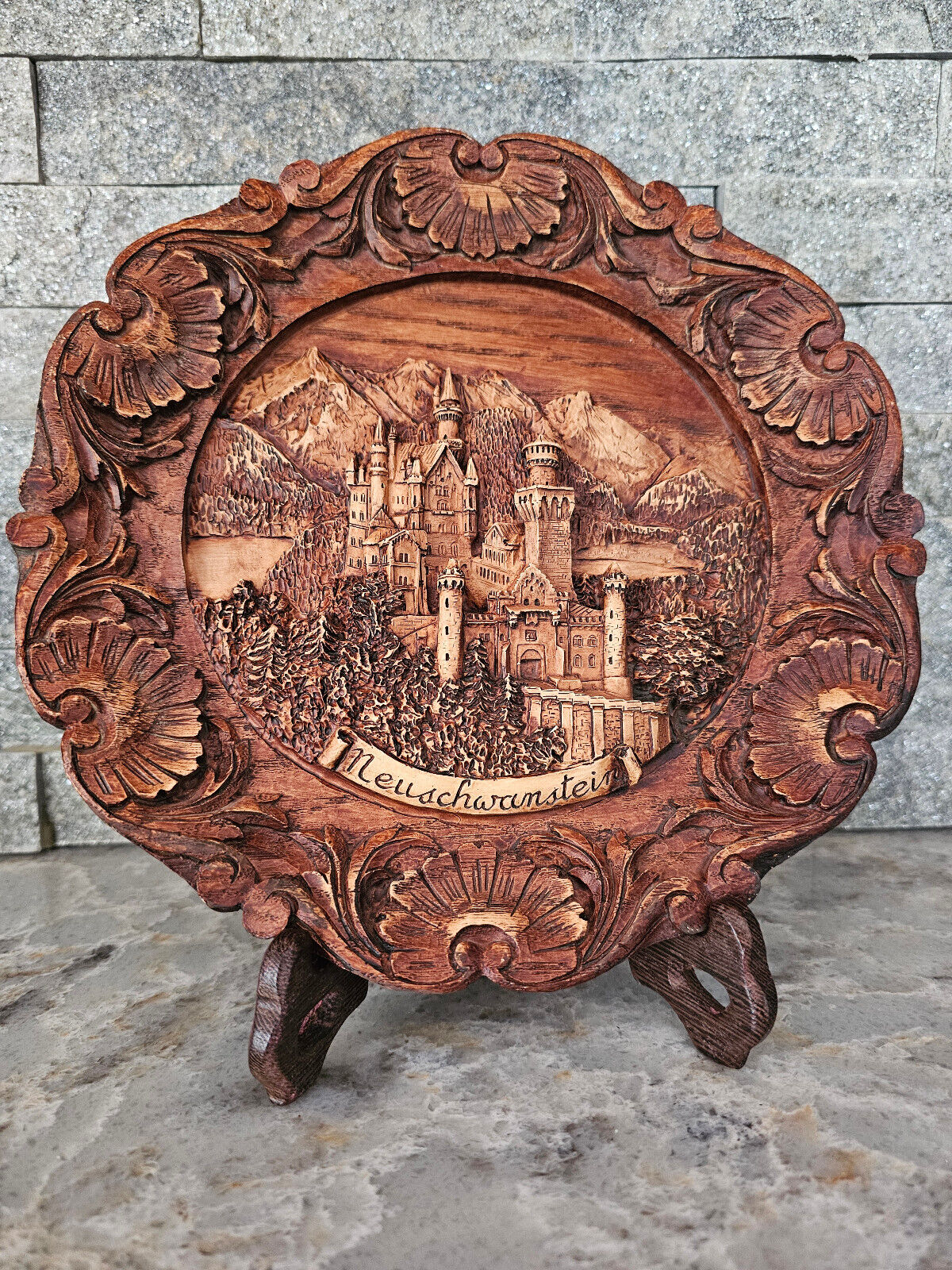 Vintage Neuschwanstein German Carved Wood Resin 9\