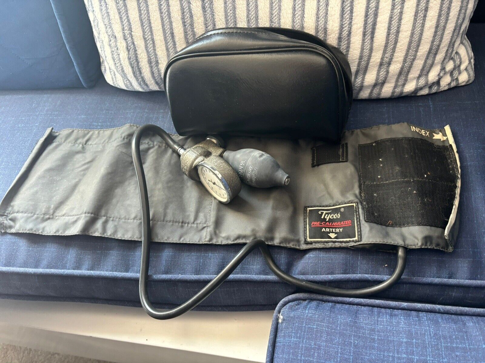 Vintage Tycos Taylor Blood Pressure Cuff With Storage Bag