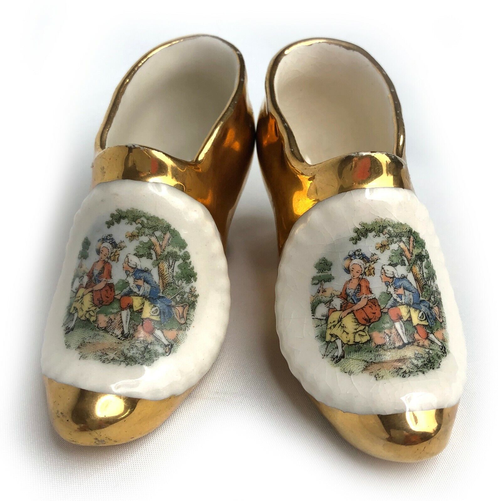 Antique Shoes Gold Porcelain Love Story Embellishment 4\