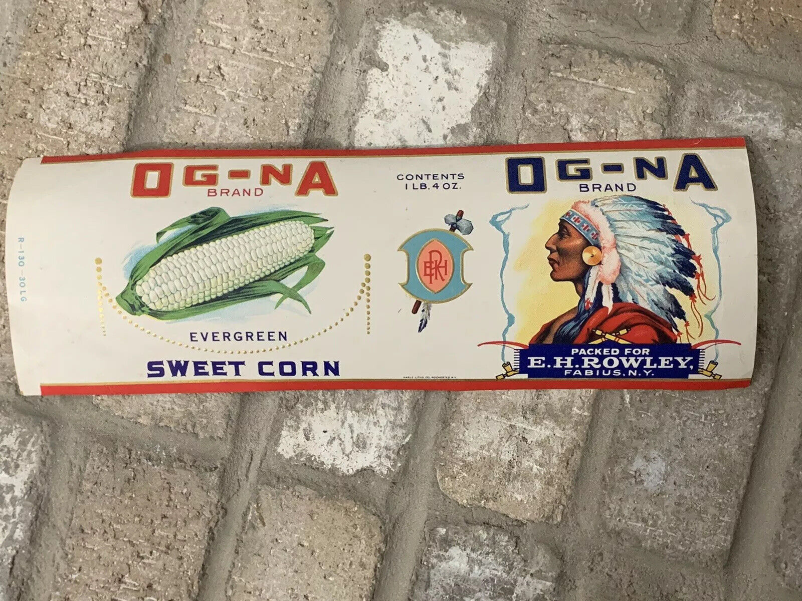 Vintage OG-NA Sweet Corn Vegetable Label Appears Unused OGNA