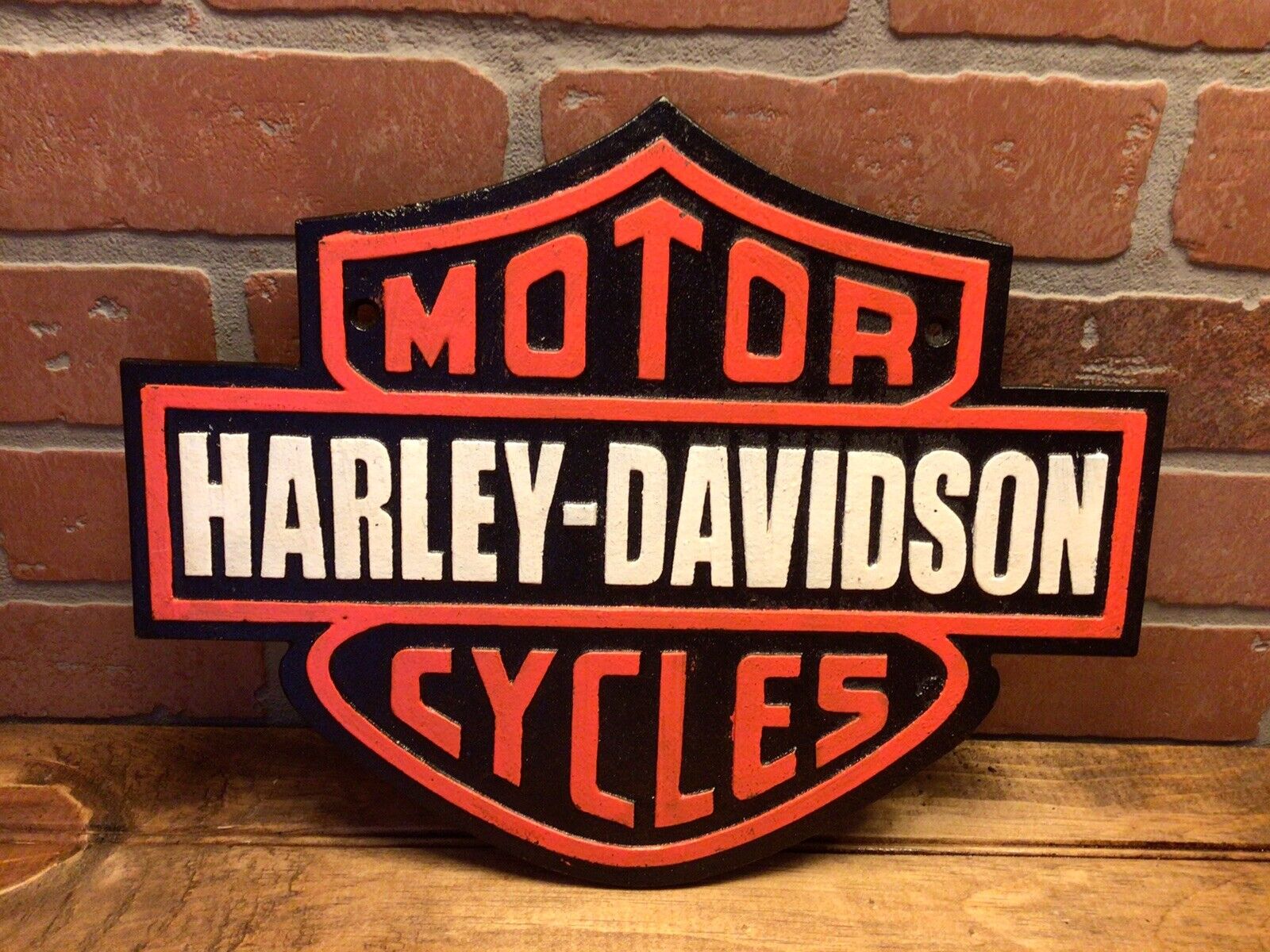 Classic Vintage Patina Style Cast Iron Harley Davidson Sign Makes a Great Gift