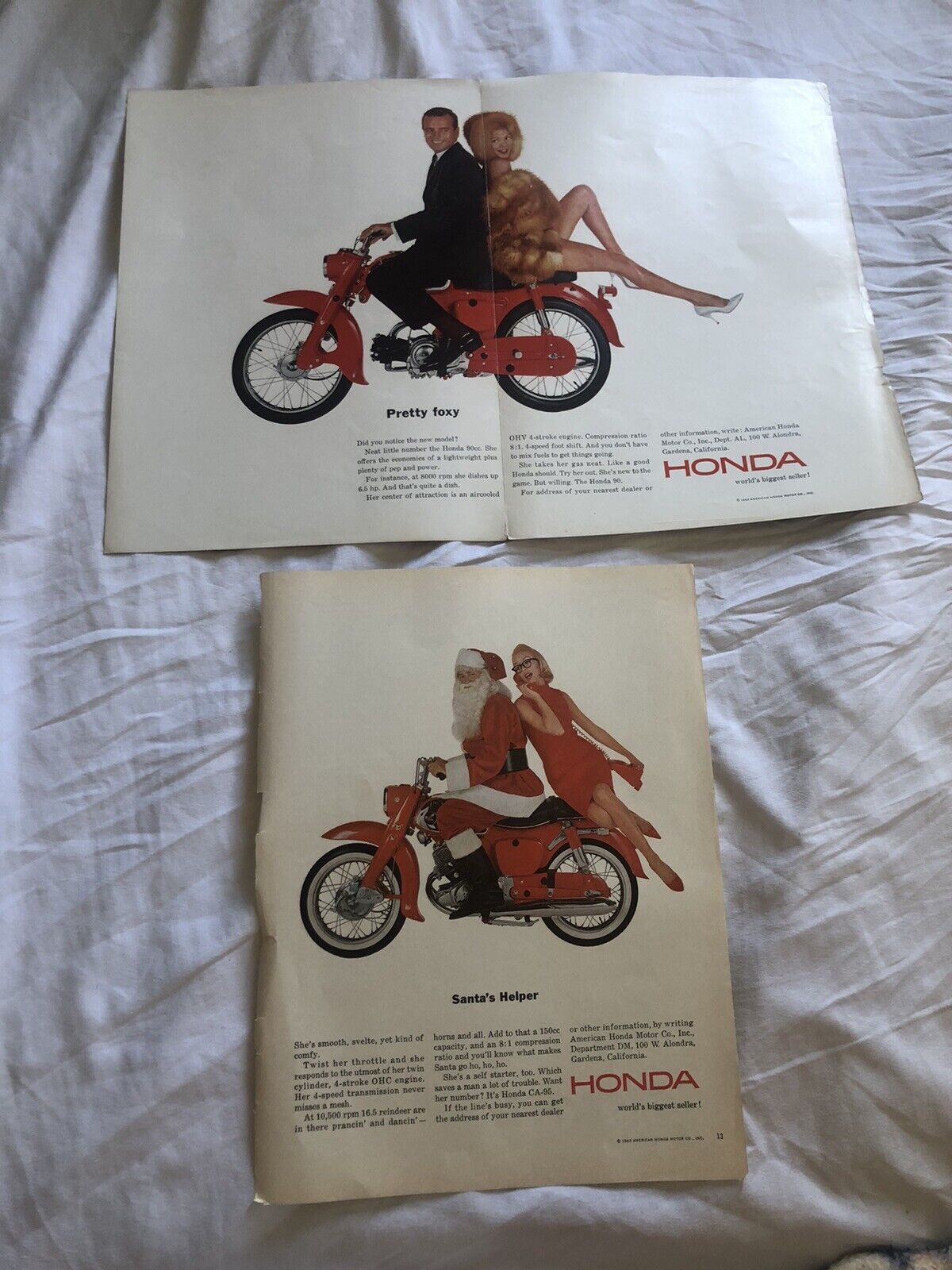 Vintage Print Ads for Honda Motorcycles.  Circa 1965