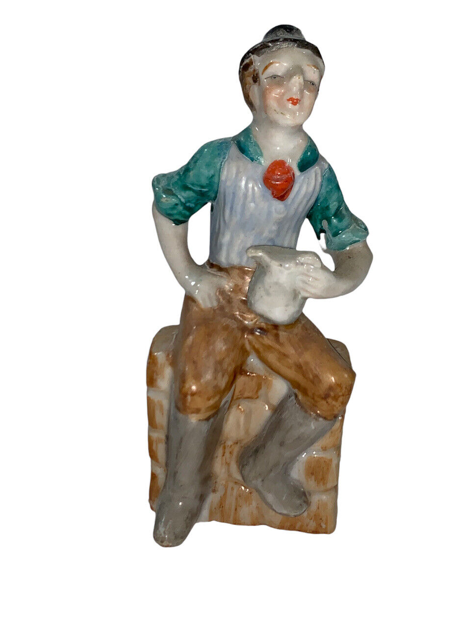 Man With Pitcher Ceramic Figure Vintage