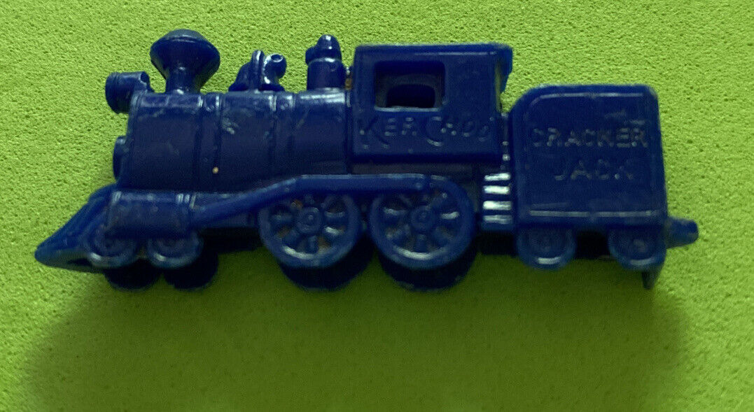 Adorable  blue ￼Vintage Cracker Jack Prize  Toy Locomotive plastic KerChoo