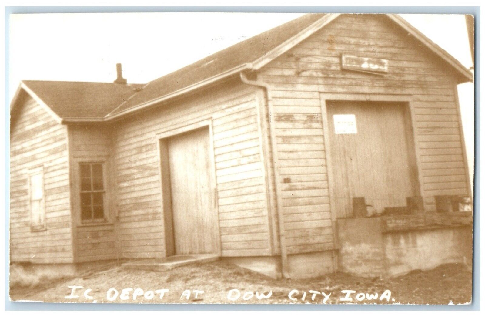 c1960's IC Depot Dow City Iowa Vintage Train Depot Station RPPC Photo Postcard