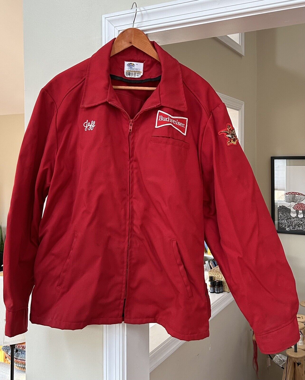 Vintage Anheuser Busch BUDWEISER Red Beer Delivery Man Jacket Coat Uniform LARGE