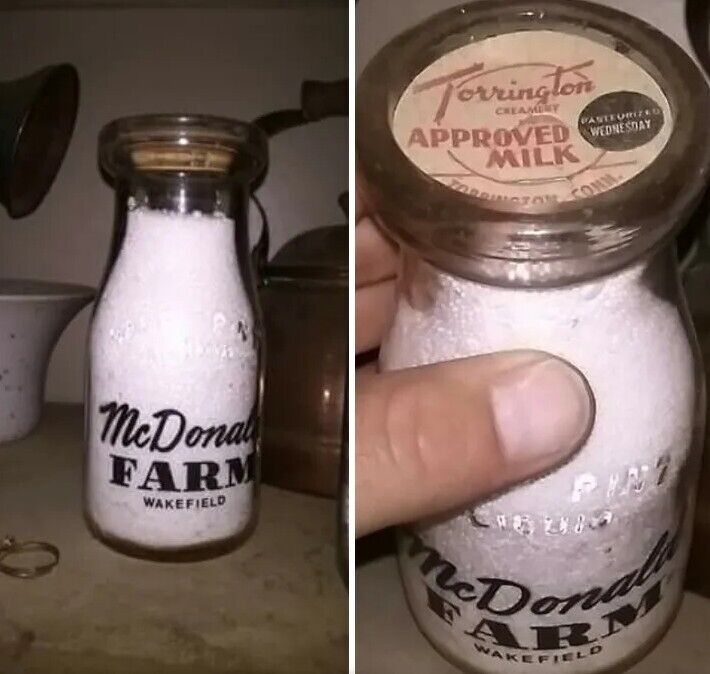 Rare Wakefield McDonald Farm half pint Dairy milk bottle Disney?