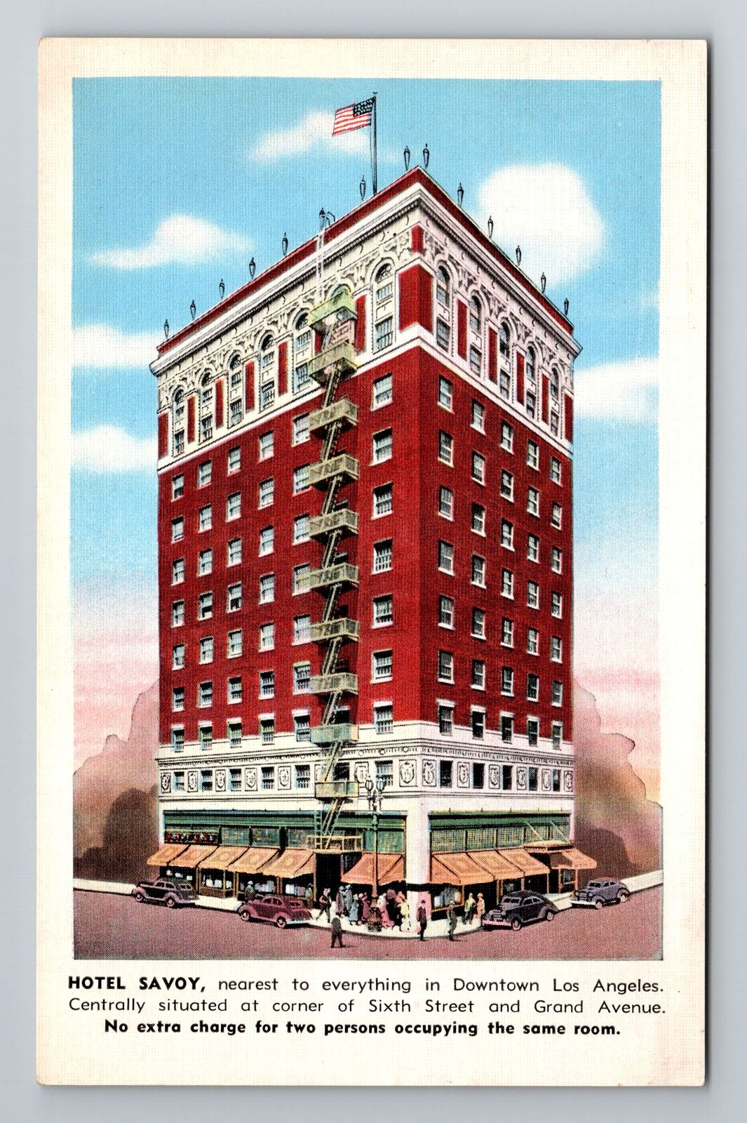 Los Angeles CA-California, Hotel Savoy, Advertising, Vintage Souvenir Postcard