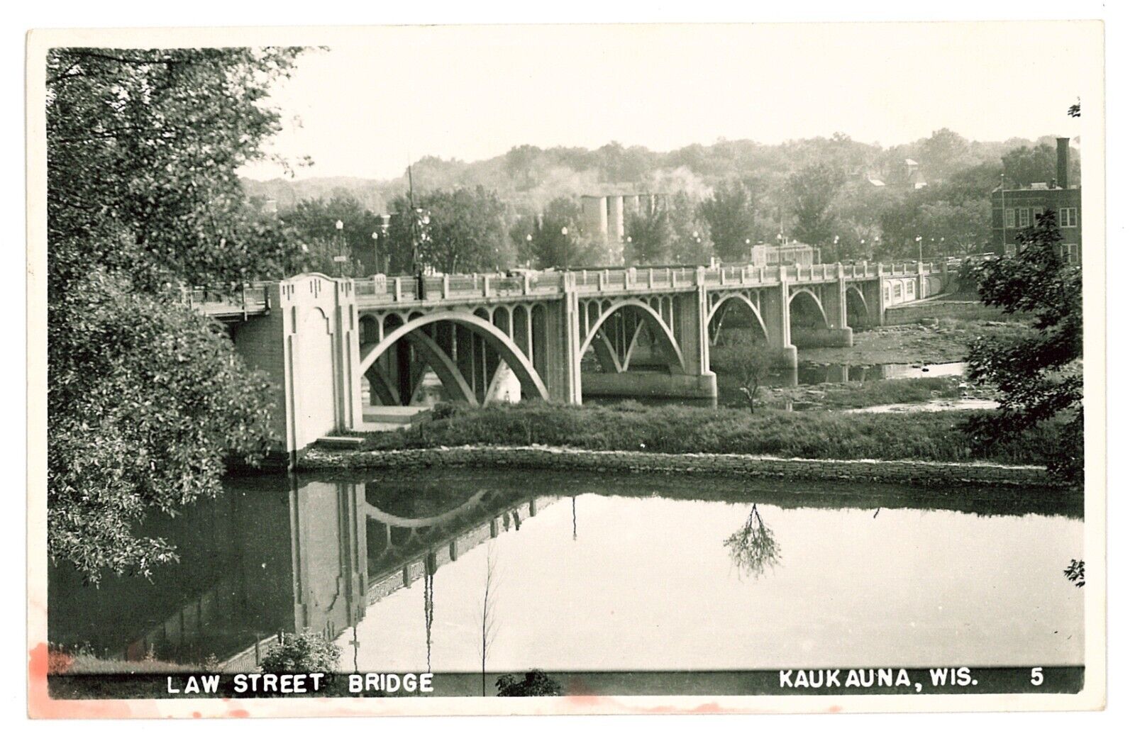 Postcard Law Street Bridge Old Kaukauna Wisconsin UNP Undivided Back Vintage B&W