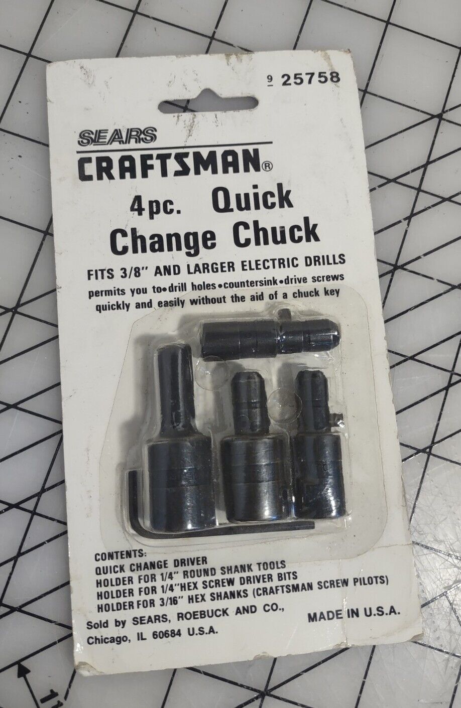 RARE VTG 🆕 Craftsman 4pc. ⅜ Quick Change Chuck Set Fits Electric Dr 925758 USA 