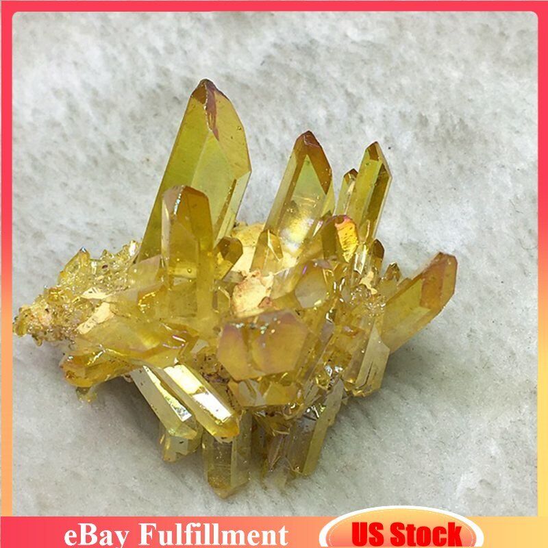 100g Natural Quartz Yellow Aura Titanium Crystal Cluster VUG Specimen Reiki Rock