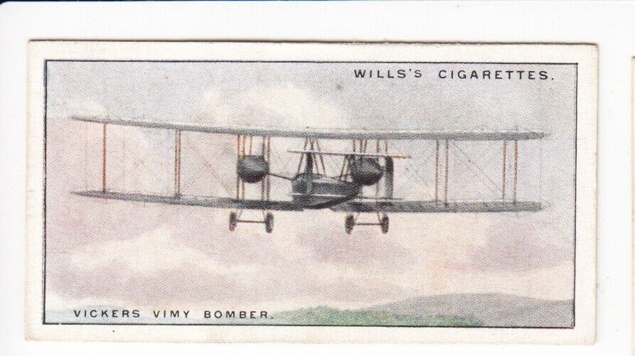 Vintage 1930 Airplane Card Vickers Vimy Bomber