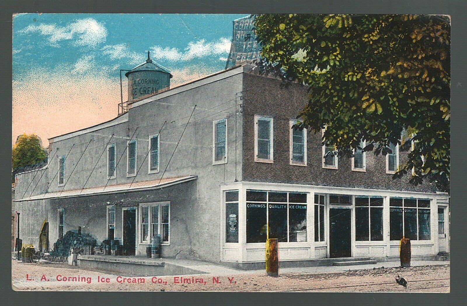 Postcard Lum & Avery LA Corning Ice Cream Company Elmira New York 1914