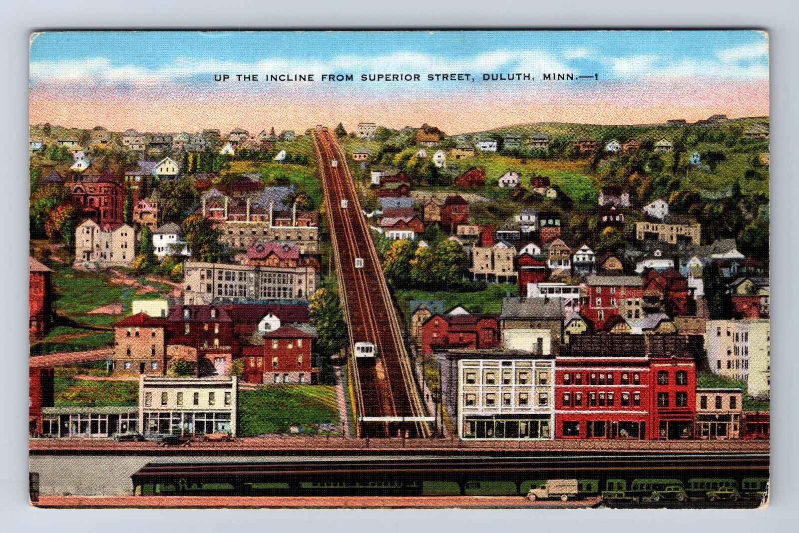 Duluth MN-Minnesota, Up the Incline from Superior Street, Vintage Postcard