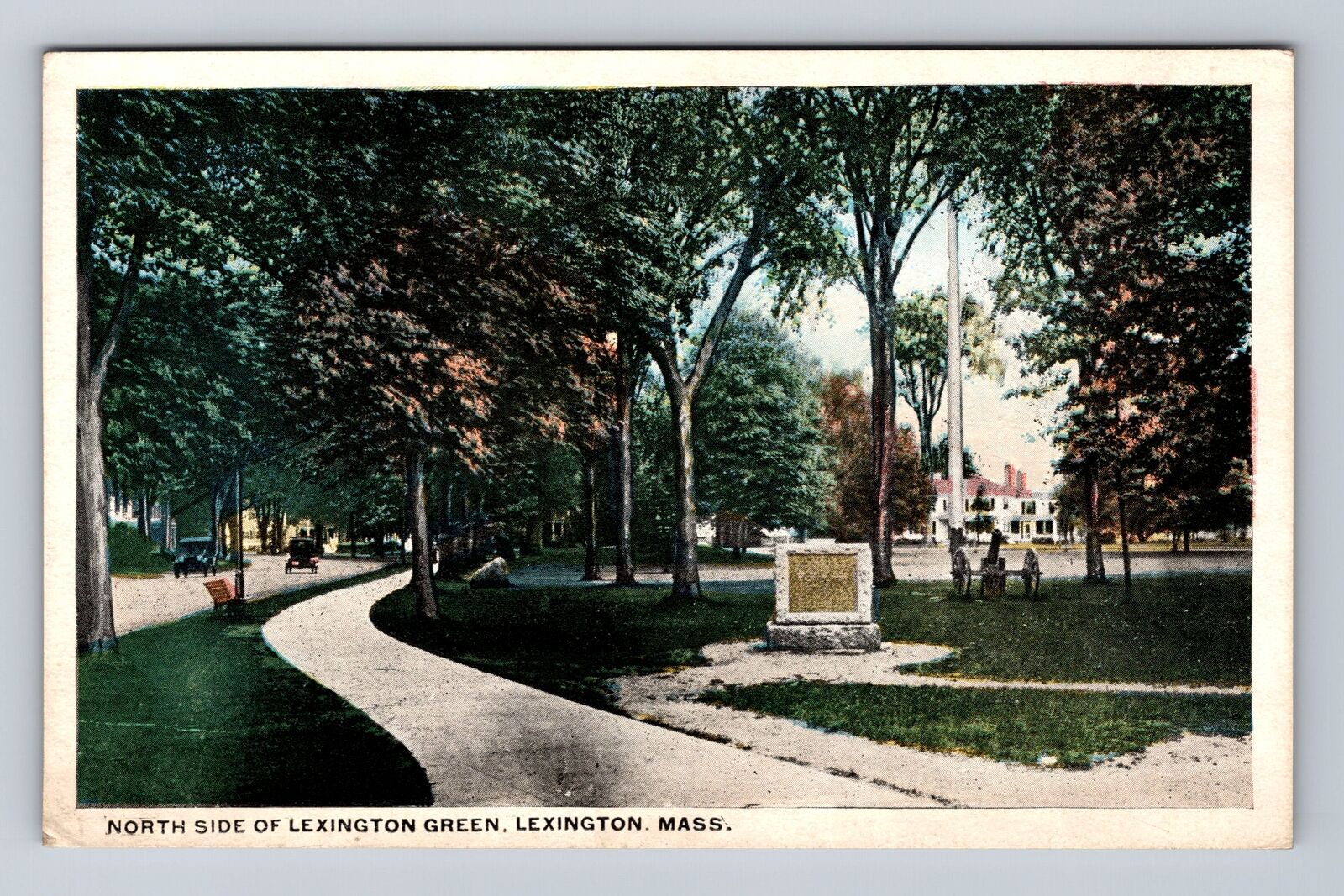 Lexington MA-Massachusetts, North Side Of Lexington Green, Vintage Postcard