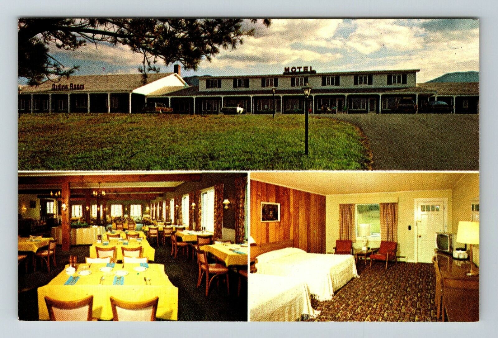 Twin Mountain NH-New Hampshire, The Charlmont Motor Inn, Room, Vintage Postcard