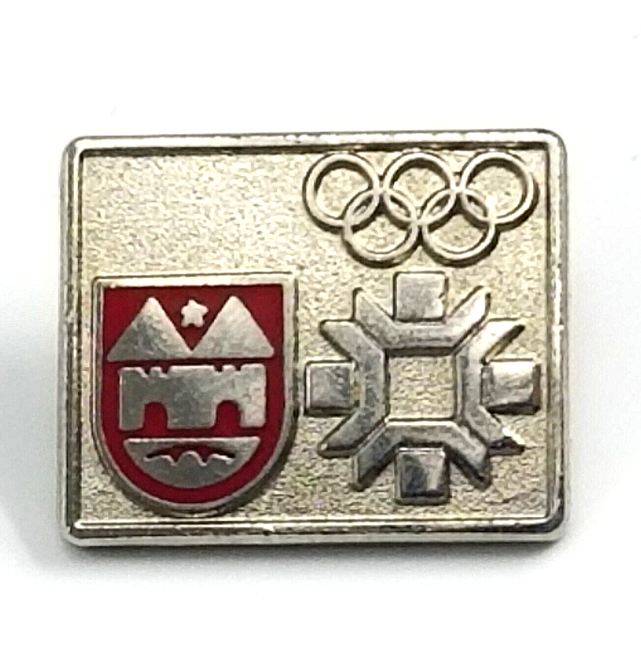 VTG  Sarajevo \'84 Winter Olympic Games Yugoslavia Silver Tone Red Enamel Pin