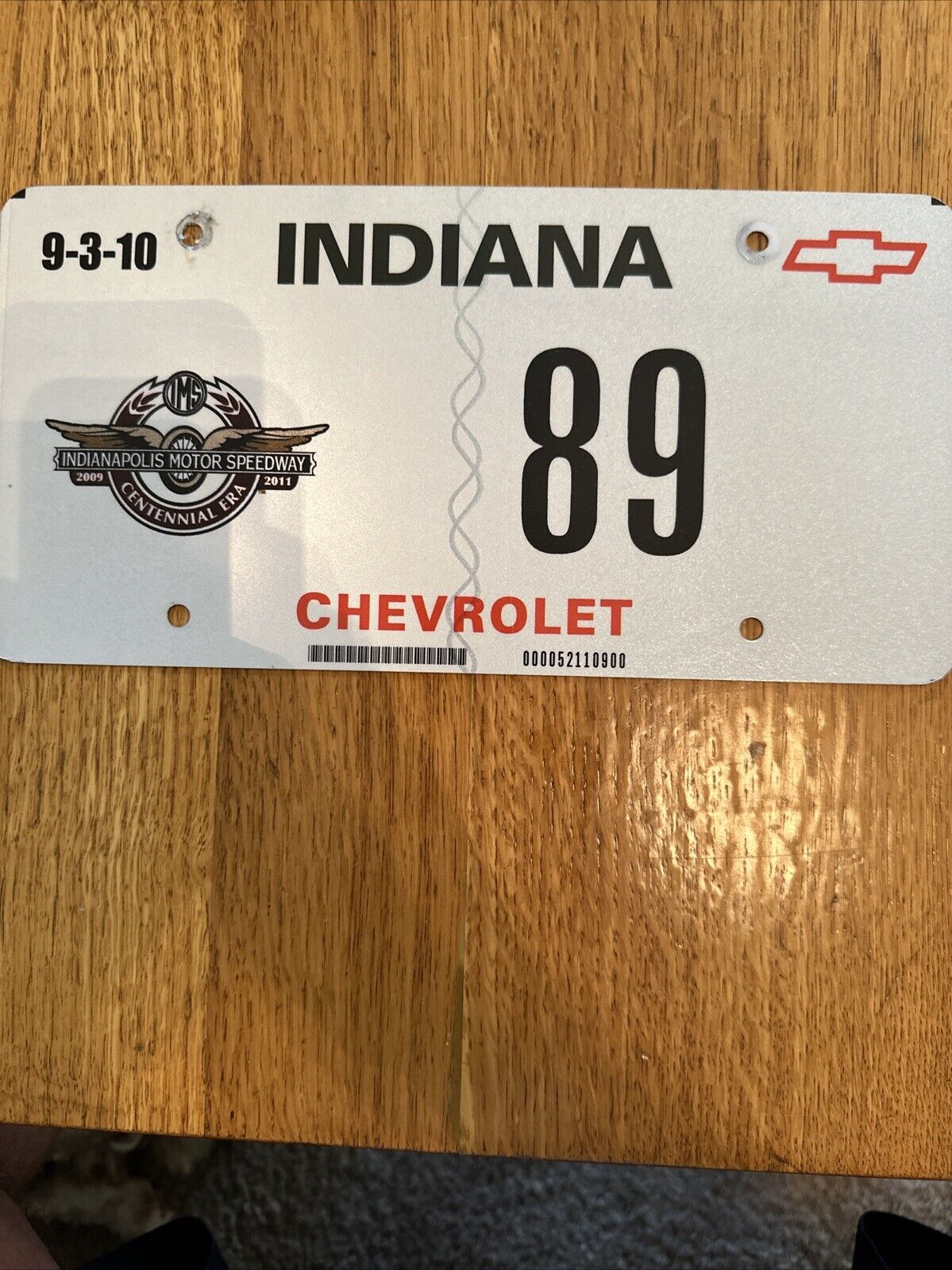 License Plate Indiana - Indianapolis Motor Speedway. Centennial Era. Number 89