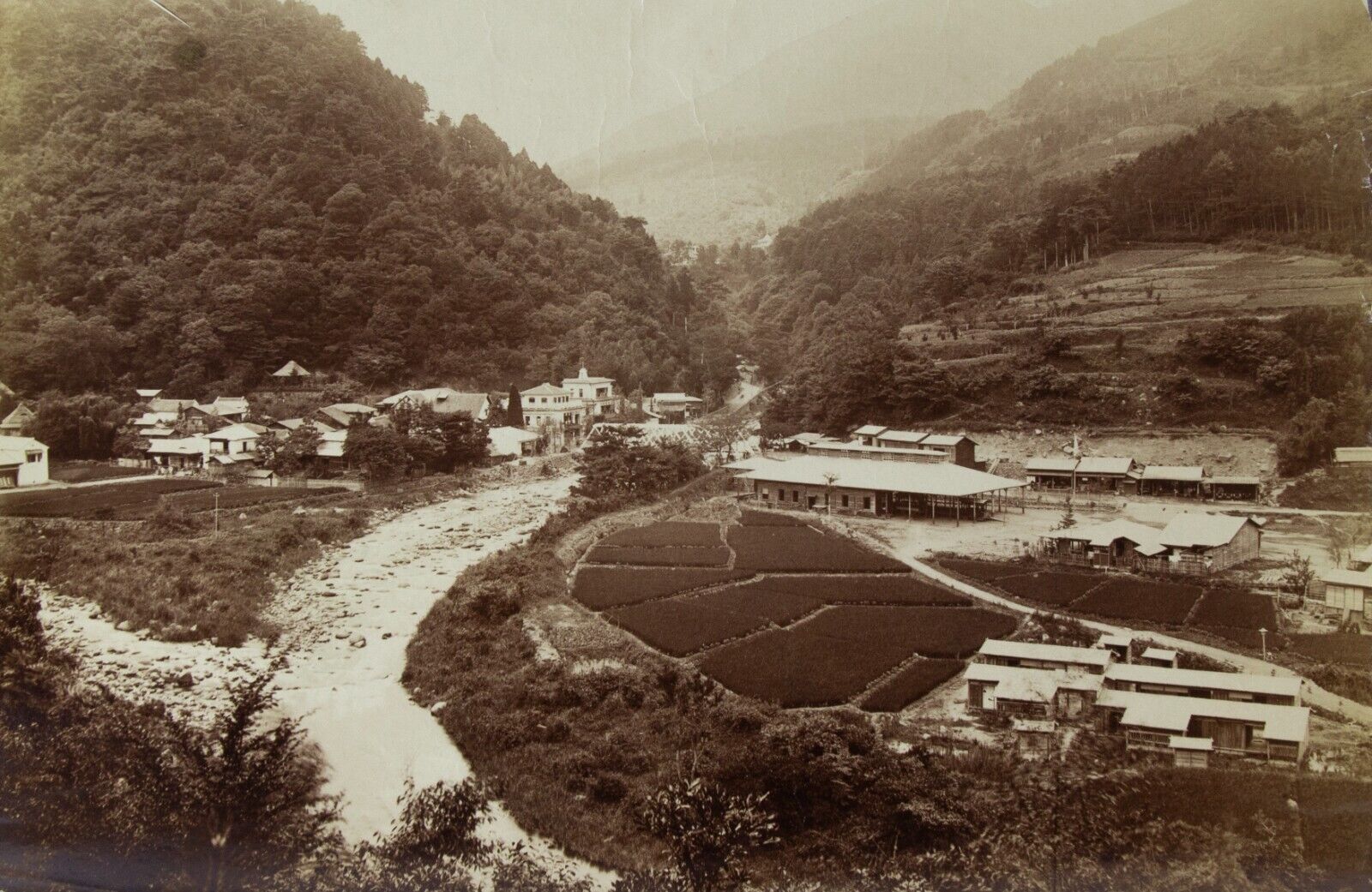 1890s YUMOTO 湯元 onsen hot springs Hakone japan original albumen photograph