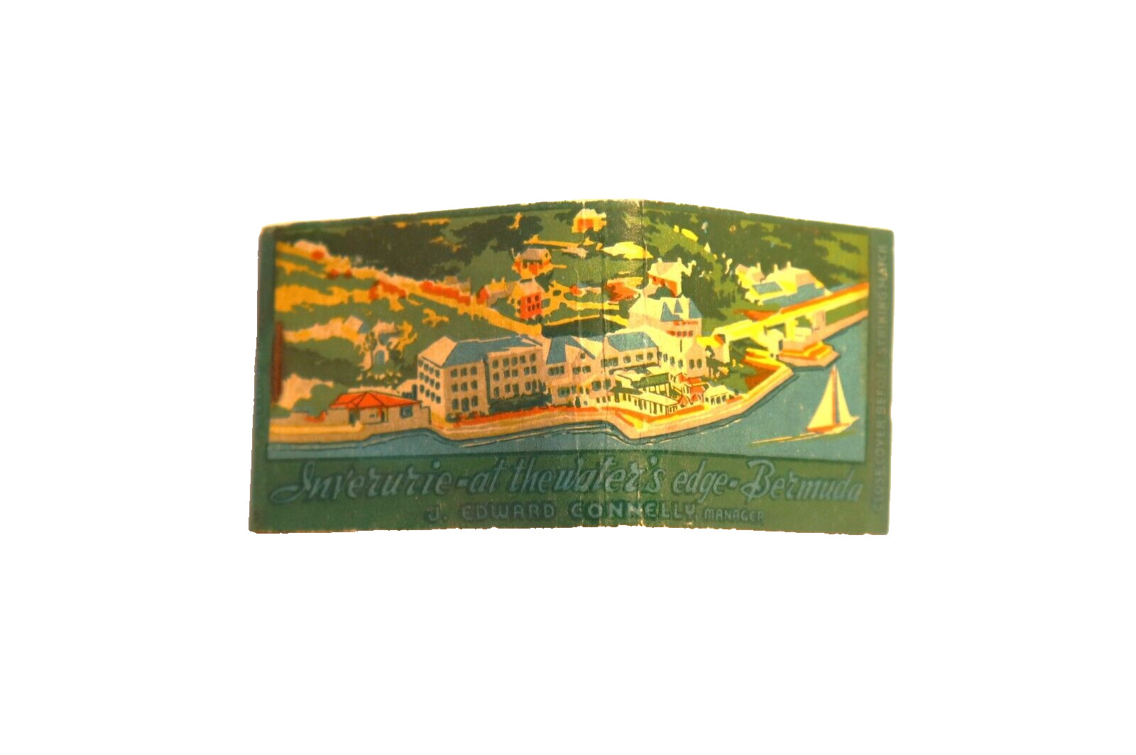 Antique 1910s/20s Inverurie Hotel Bermuda Matchbook Unstruck At The Waters Edge