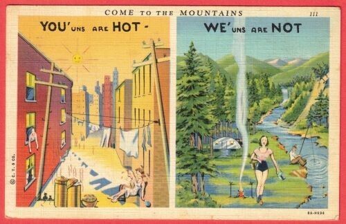 Vintage Come to the Mountains Postcard