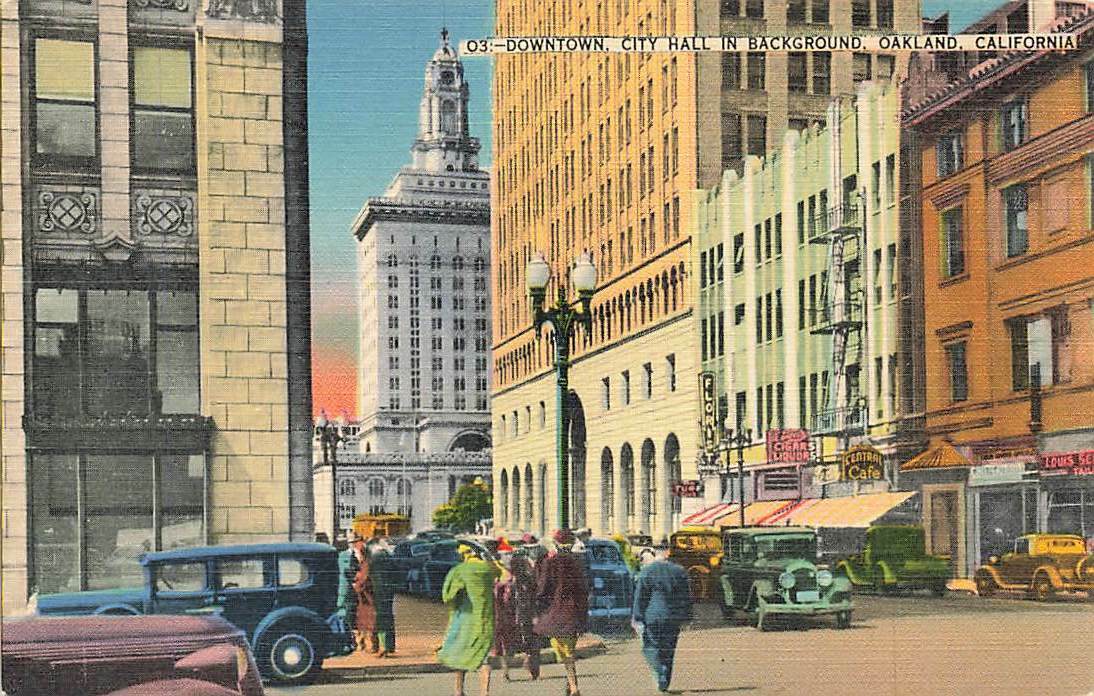 c1930s Downtown City Hall In Background Cars Street Scene Oakland CA VTG  P85