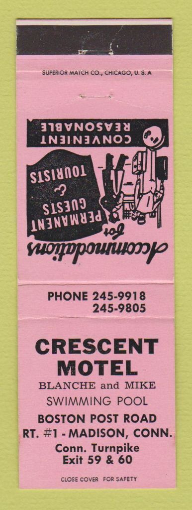 Matchbook Cover - Crescent Motel Madison CT