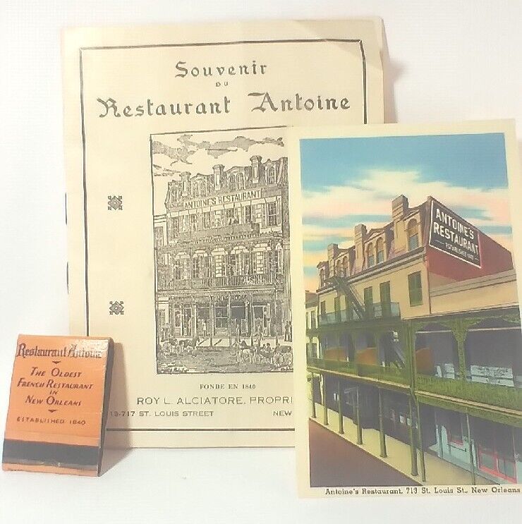Antoine\'s Restaurant New Orleans 1940\'s Lot Matchbook Souvenir Booklet Postcard 