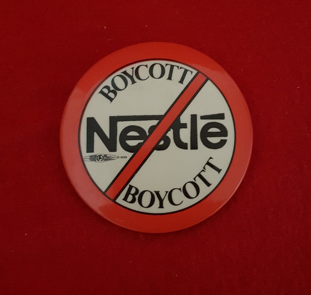 Vintage Canadian Boycott Nestle Pin. Great Condition