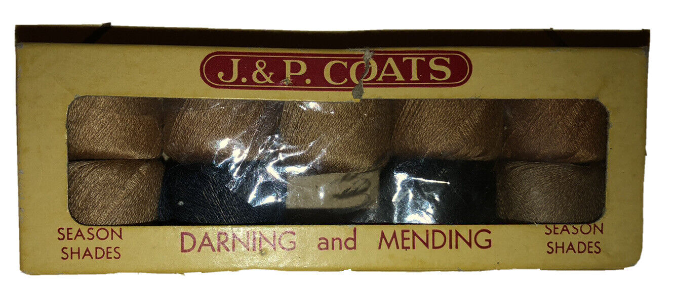 1950’s J.&P. Coats Season Shades Darning and Mending 9, 20-yard balls of thread