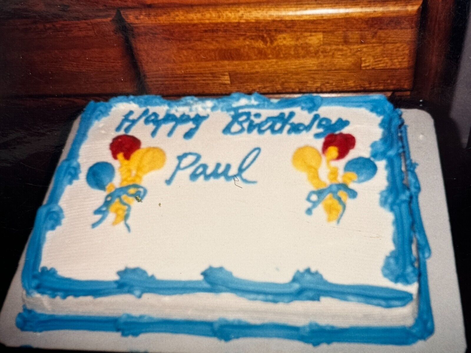 1U Photograph Happy Birthday PAUL Blue White 1980's 