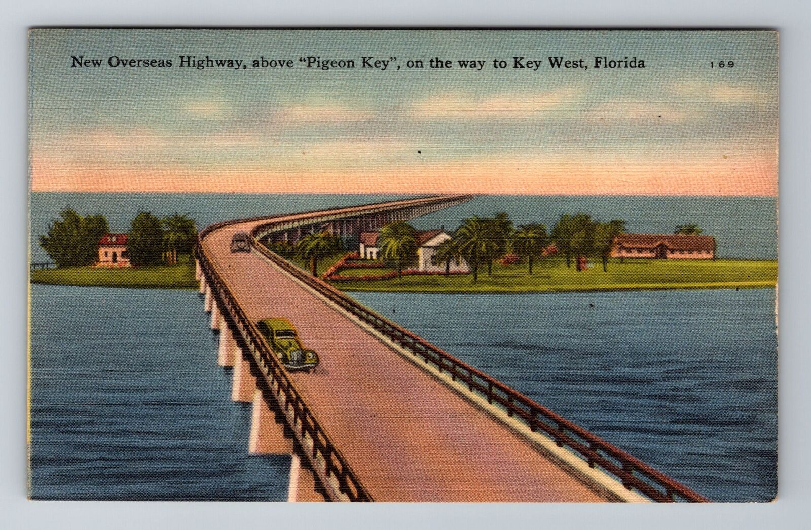 Key West FL-Florida, New Overseas Highway, Pigeon Key, Vintage Postcard