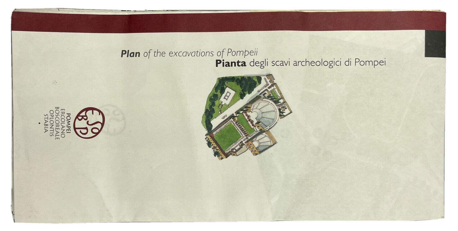Plan of the Excavations of Pompeii Italy Map Vintage 2002 Ephmera