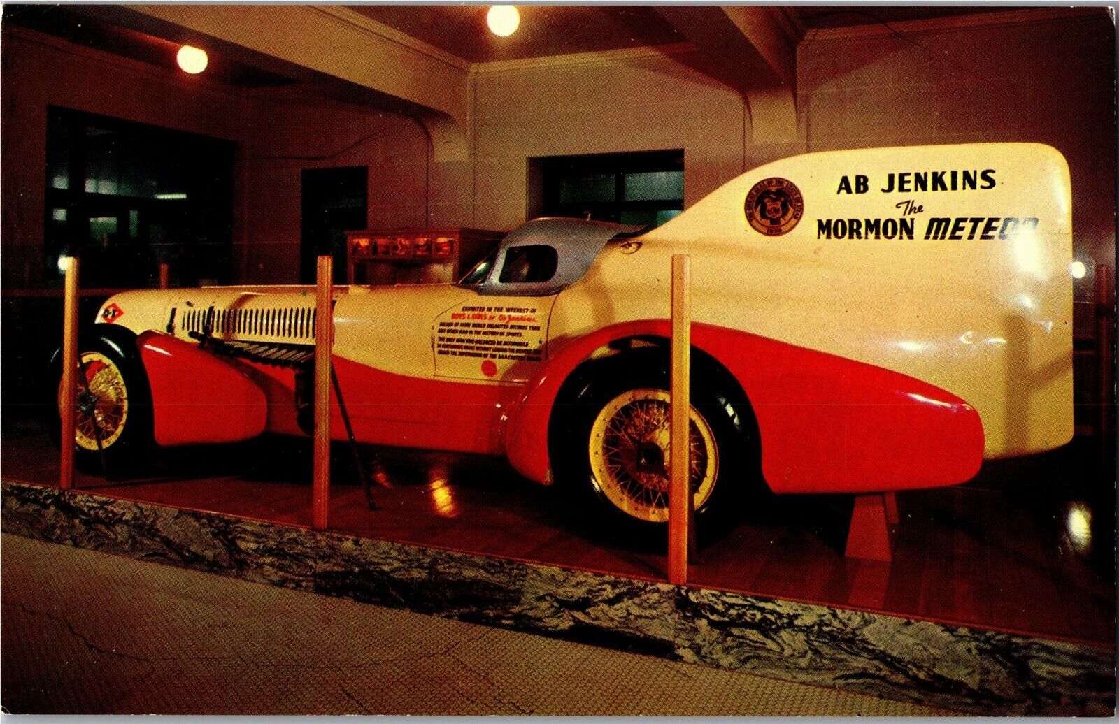 Mormon Meteor Race Car Salt Lake City UT Vintage Postcard A64